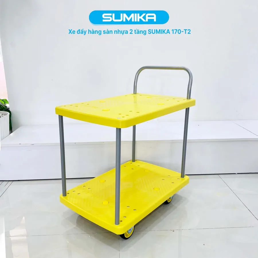 Xe đẩy hàng sàn nhựa SUMIKA 170-T2 ( 2 tầng) Xe đẩy hàng sàn nhựa SUMIKA 170-T2 ( 2 tầng)