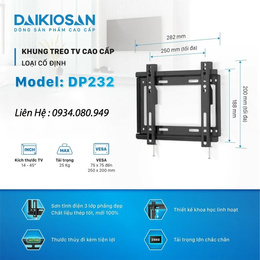 Giá treo TiVi thẳng Daikiosan DP232 (14-45 inch)