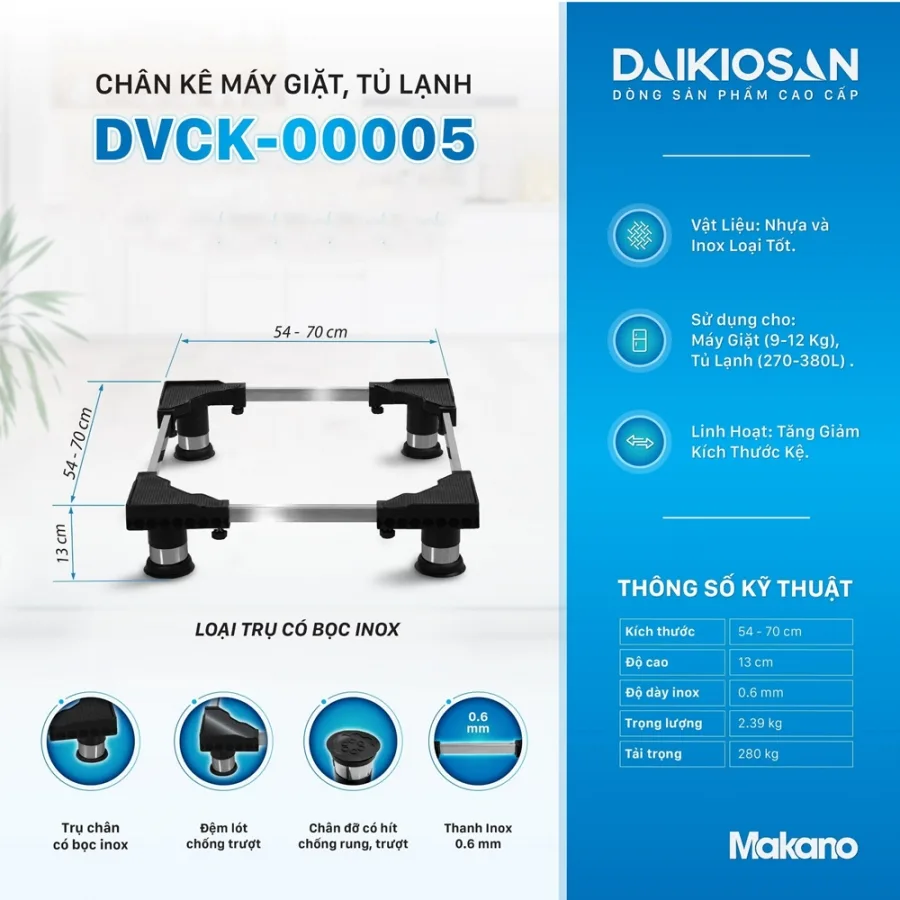 Chân kê máy giặt tủ lạnh Daikiosan DVCK-00005 Chân kê máy giặt tủ lạnh Daikiosan DVCK-00005