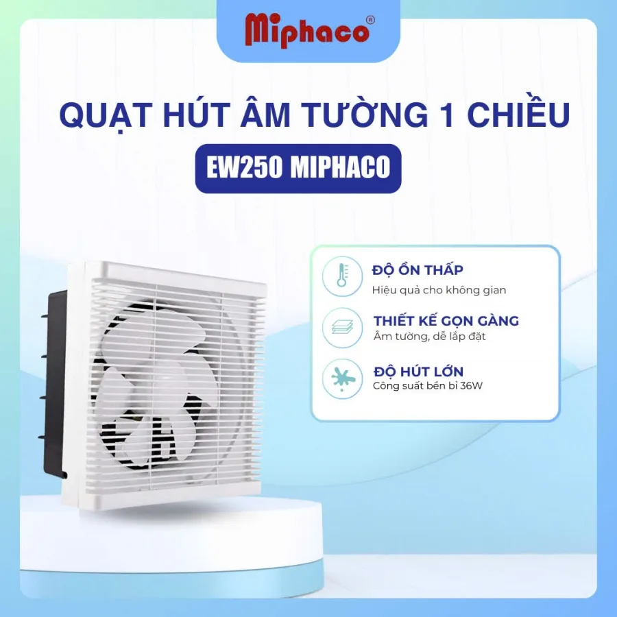 Quạt Hút Âm Tường 1 Chiều Miphaco EW250 Quạt Hút Âm Tường 1 Chiều Miphaco EW250